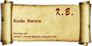Koda Bence névjegykártya